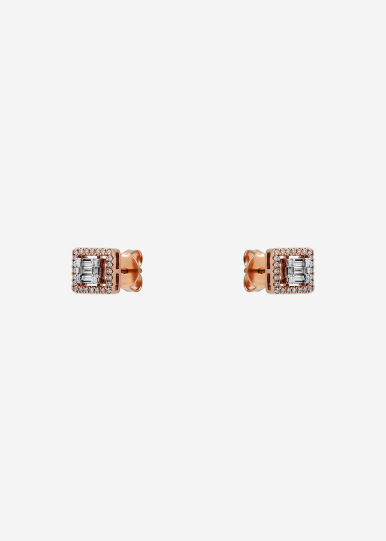 Yellow gold stud earrings with diamonds