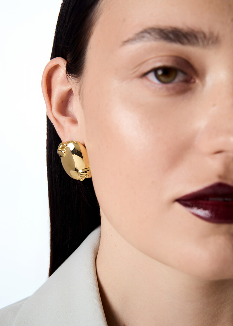 gold-plated button earrings