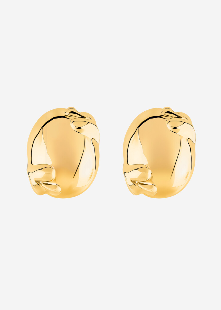 gold-plated button earrings
