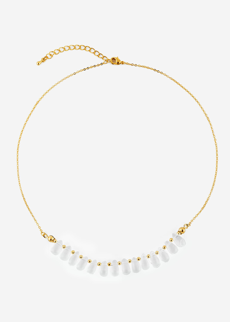slim gold-tone crystal necklace