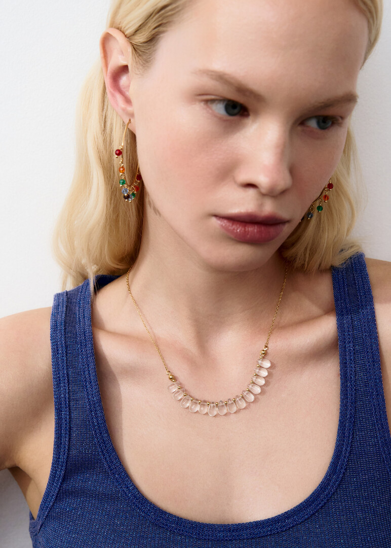 slim gold-tone crystal necklace