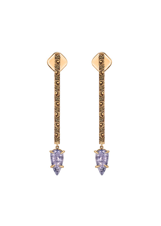 Длинные серьги Fiore di Firenze Cерьги INNAMORATO с лавандовым кристаллом