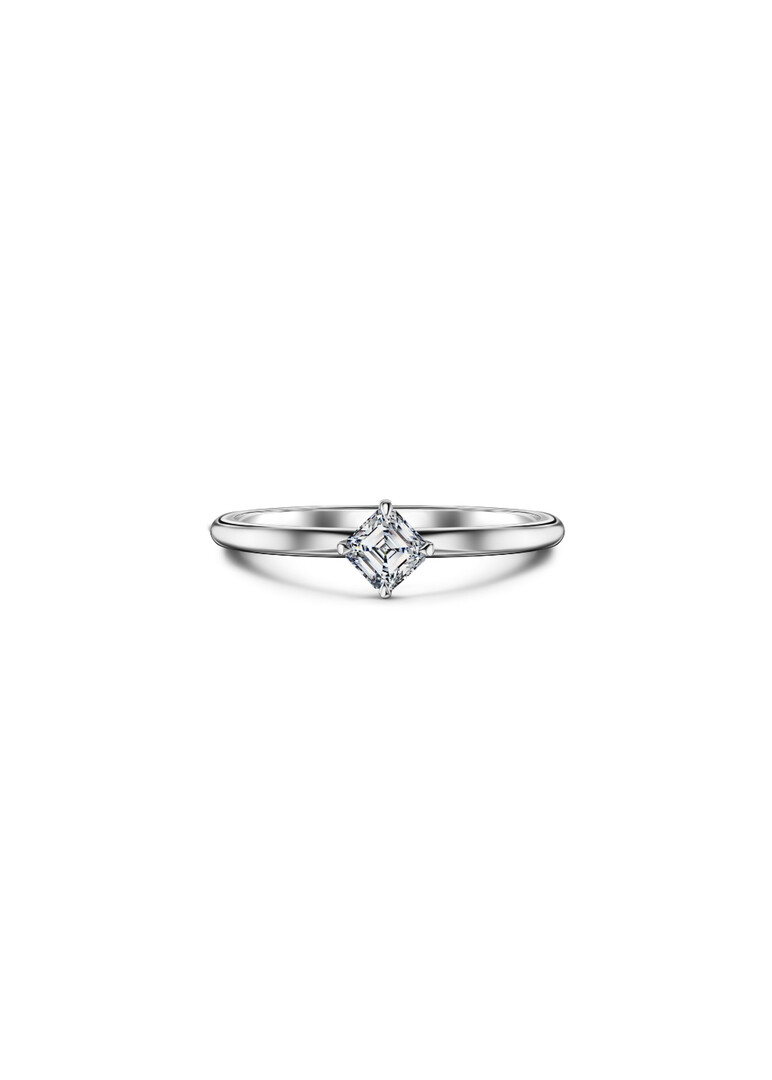 white gold ring with a diamond