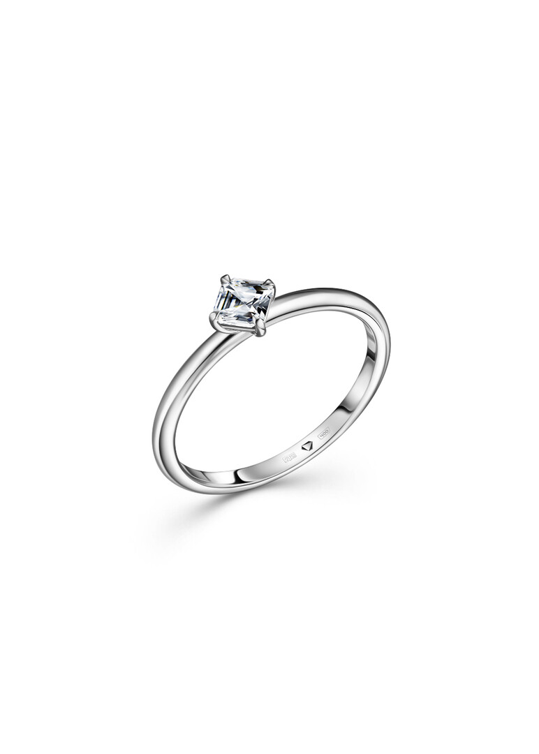 white gold ring with a diamond