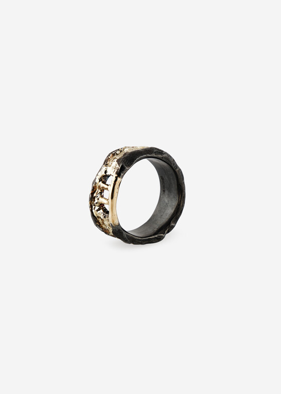 Широкие кольца Kintsugi Jewelry Кольцо из серебра с вставкой из золота Wisdom