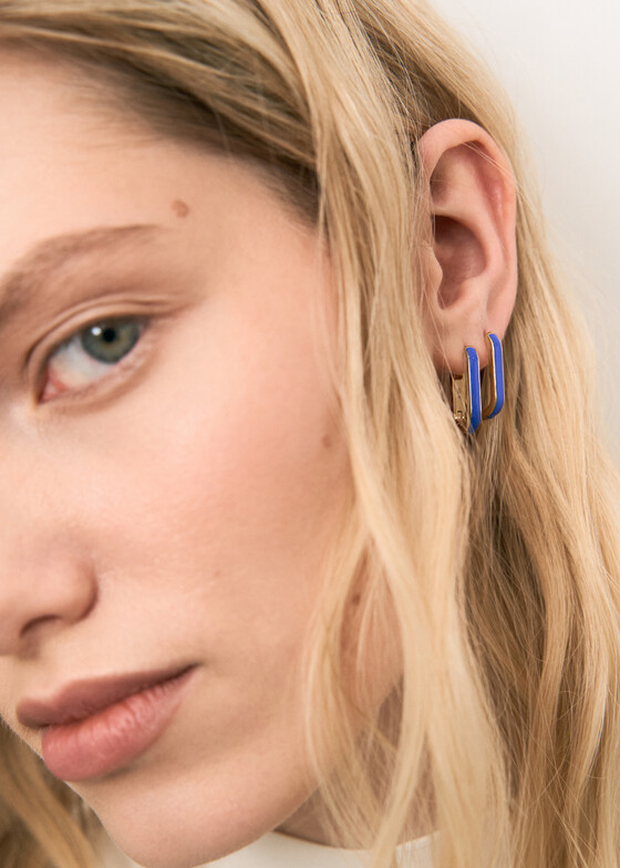 Серьги-кольца LUTA Jewelry Позолоченные серьги-кольца из серебра с синей эмалью