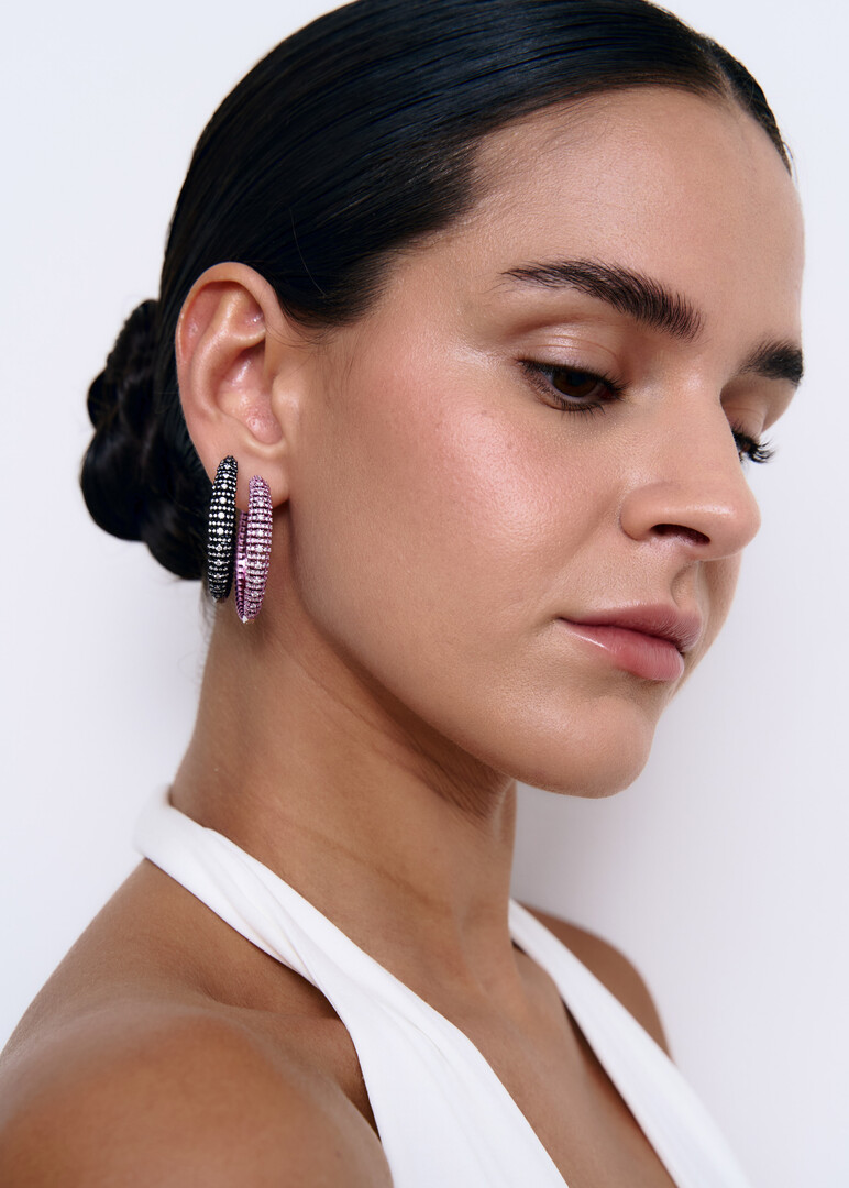 Small Pink Amethyst Hoop Earrings