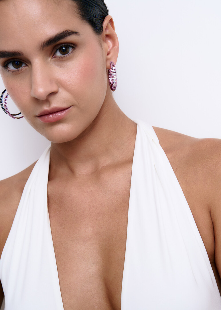 Small Pink Amethyst Hoop Earrings