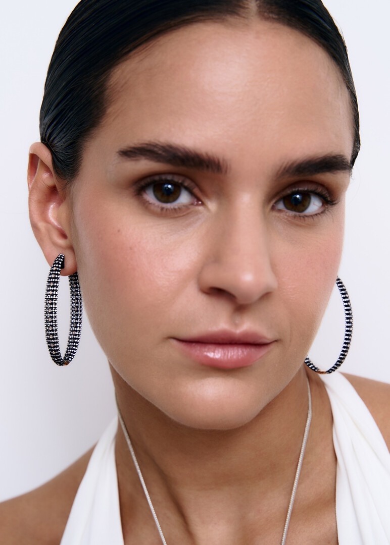 Black Diamond Hoop Earrings
