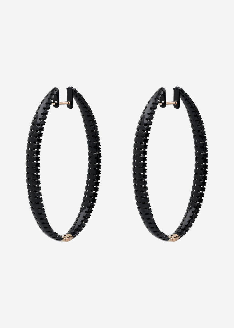 Black Diamond Hoop Earrings