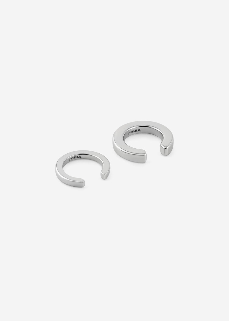 silver square-section cuff set