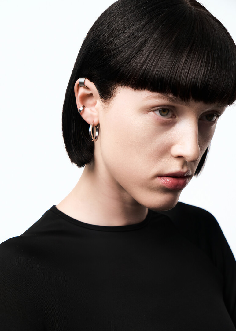 silver square-section cuff set