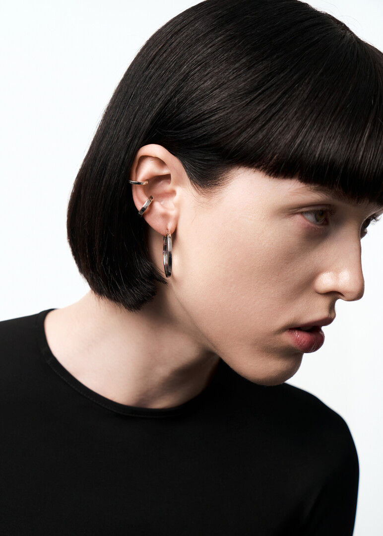 silver square-section cuff set