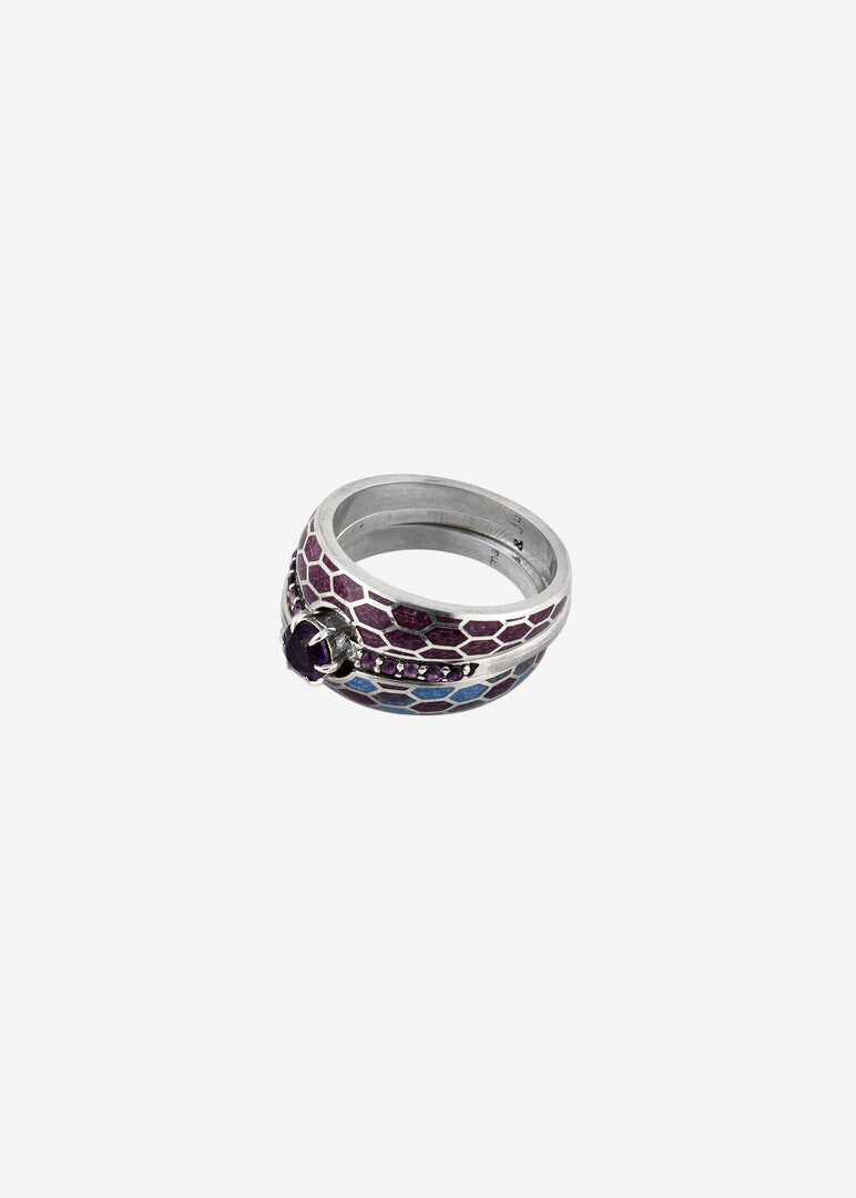 silver ring with hot enamel «Drop of Poison»