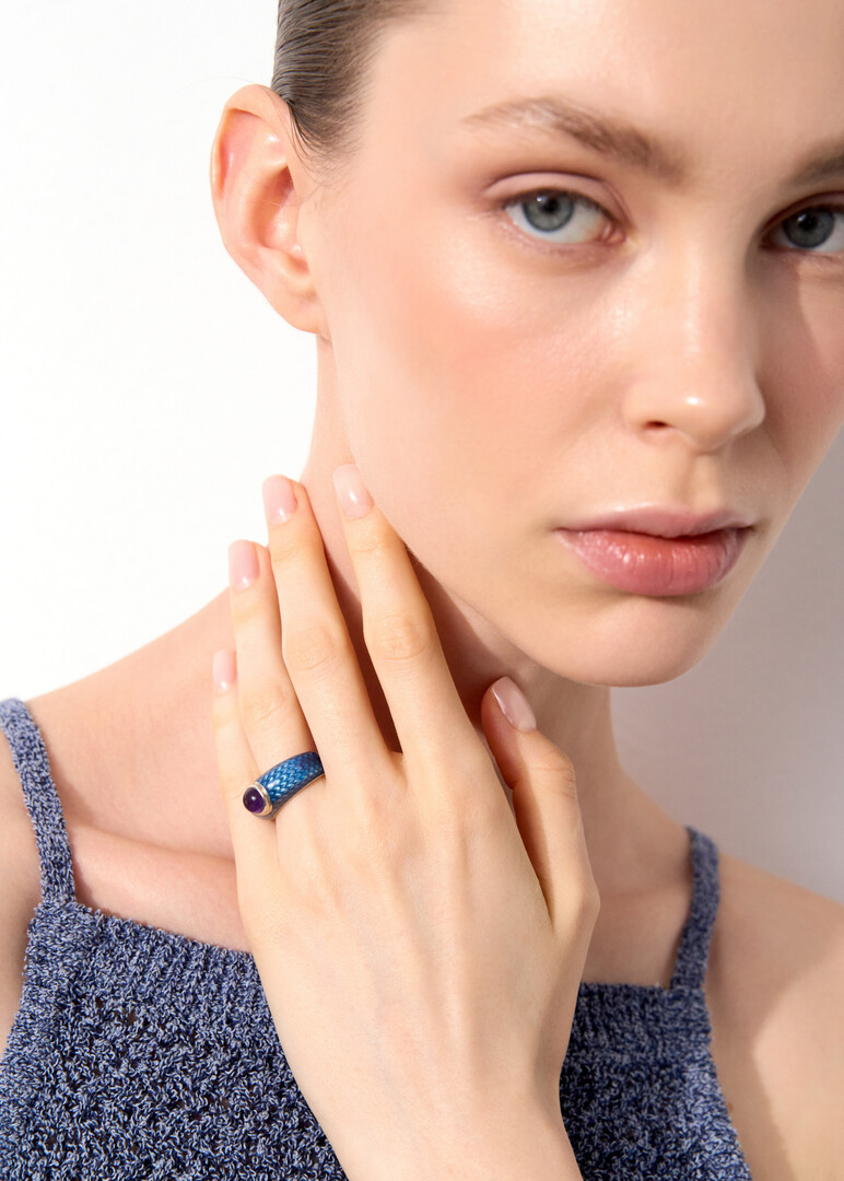 silver ring with hot enamel «Dragon's Eye»