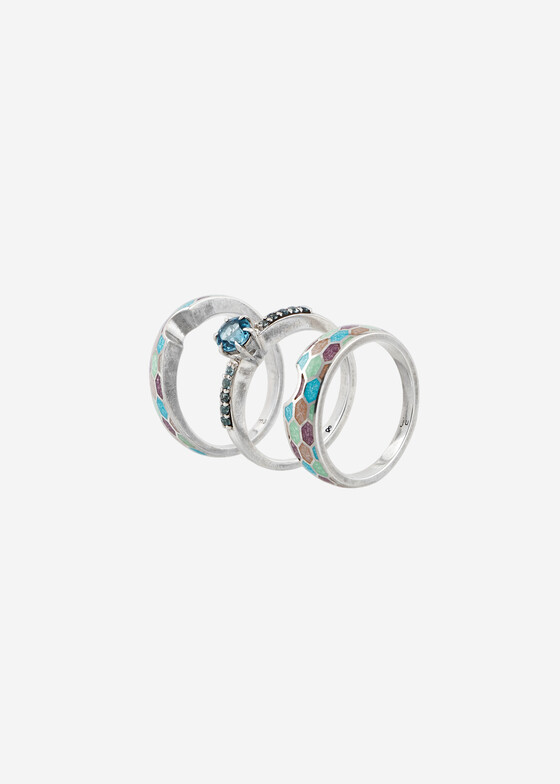 Сеты колец MAJU enamel jewelry Кольцо из серебра с горячей эмалью «Капля яда»