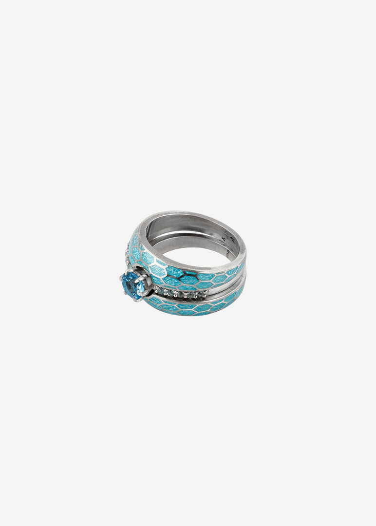 silver ring with hot enamel «Drop of Poison»