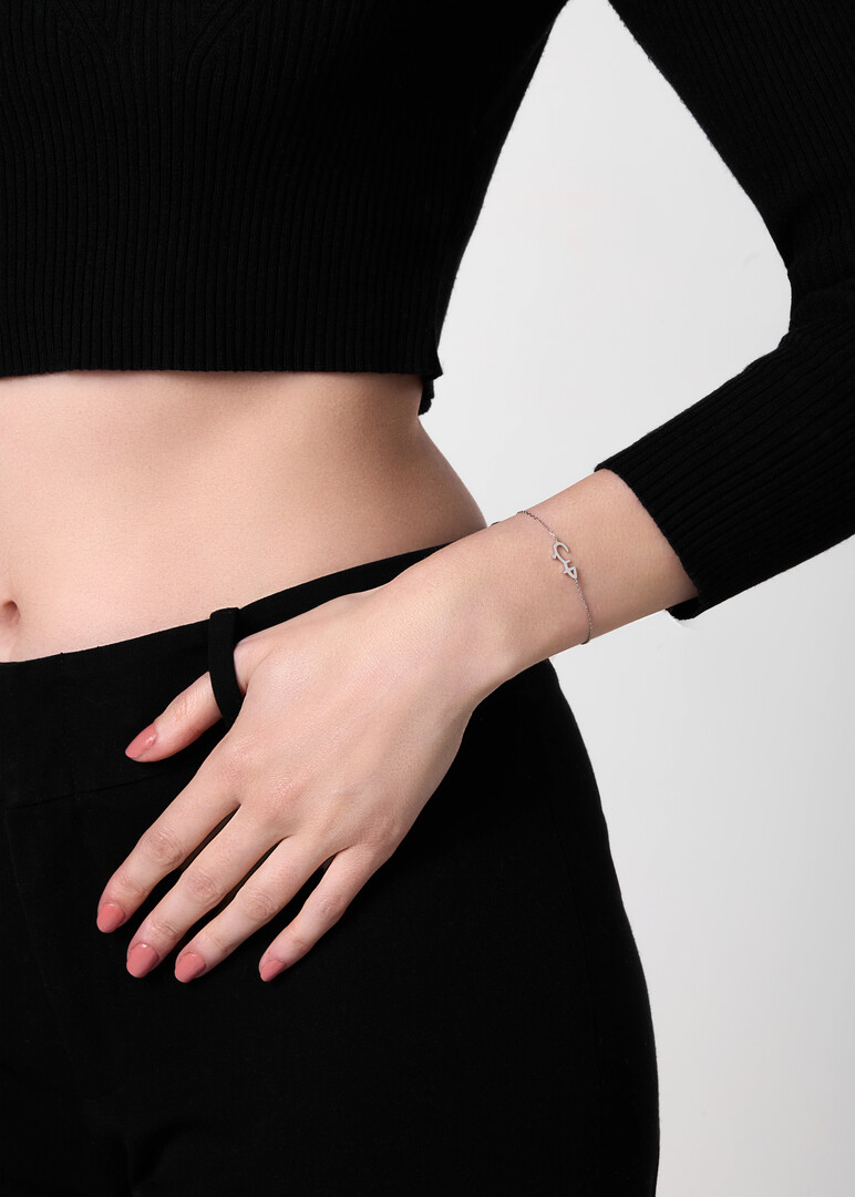 Bracelet "Hobb", 18K White Gold with White Diamonds