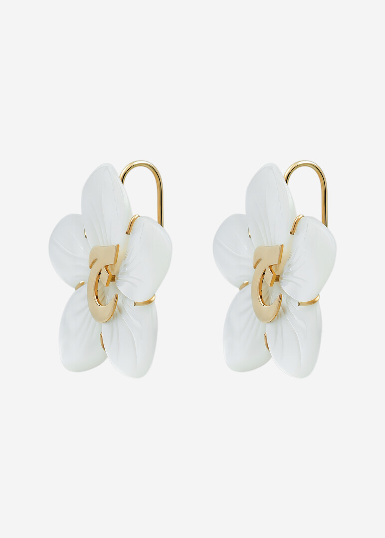 earring oula 18k yellow gold-plated and mother-of-pearl letter jeem
