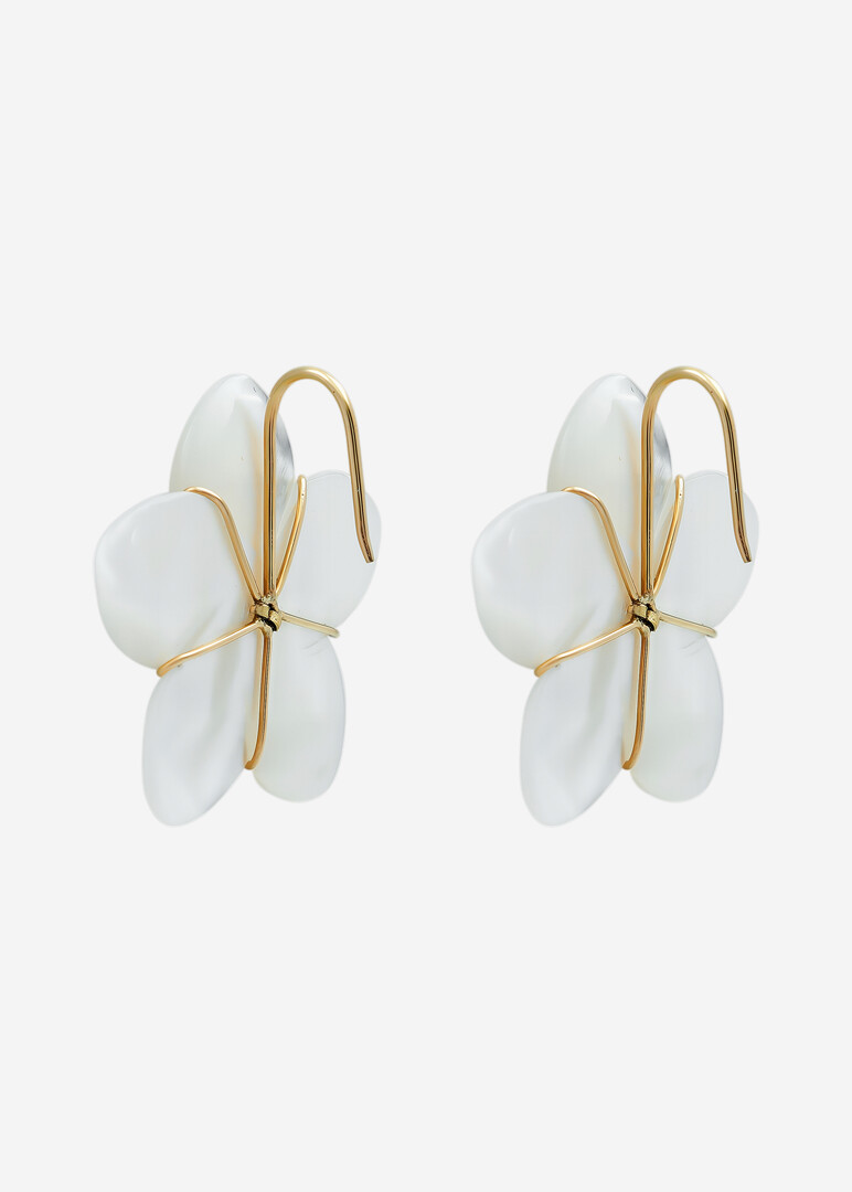 earring oula 18k yellow gold-plated and mother-of-pearl letter jeem