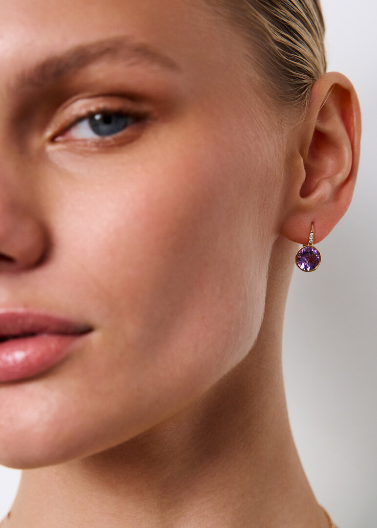 gold diamond and amethyst earrings