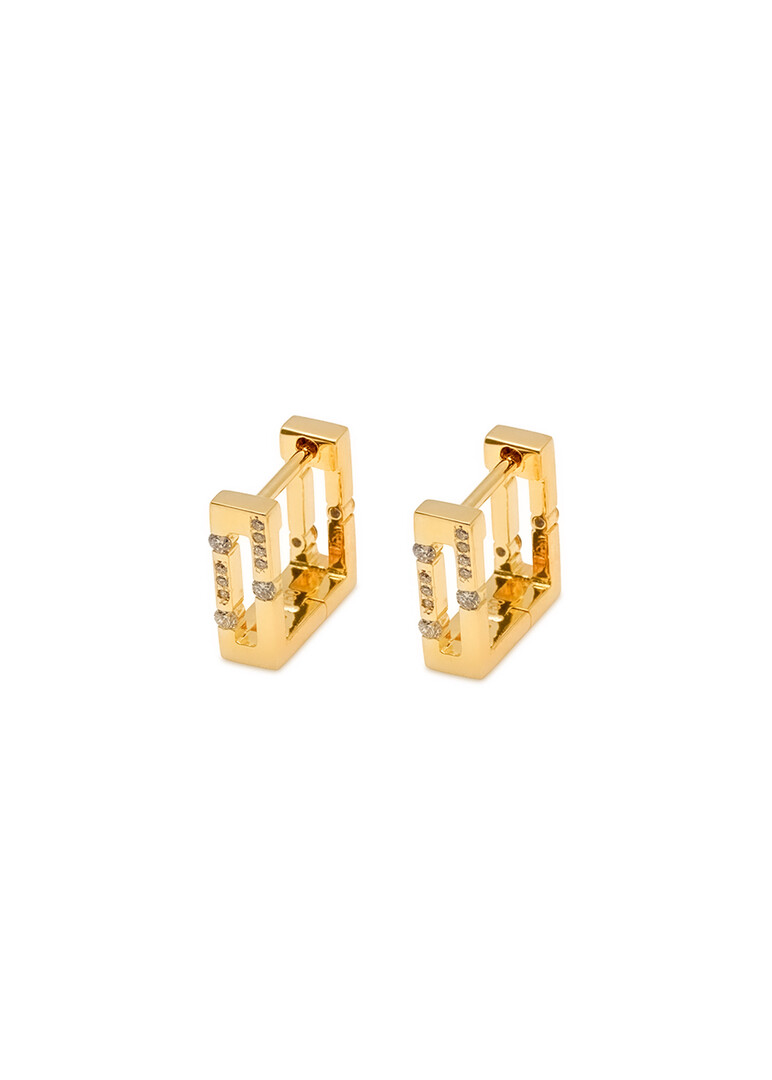 Gold hoop earrings with diamonds and emeralds Versa