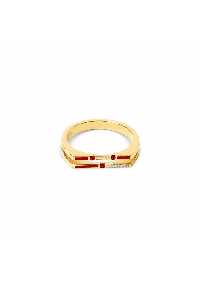 Gold Versa ring with diamonds and rubies