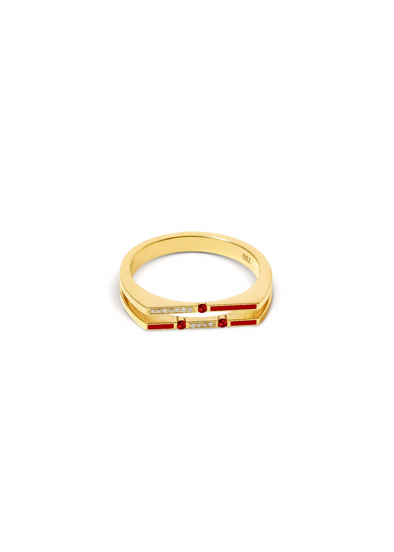 Gold Versa ring with diamonds and rubies