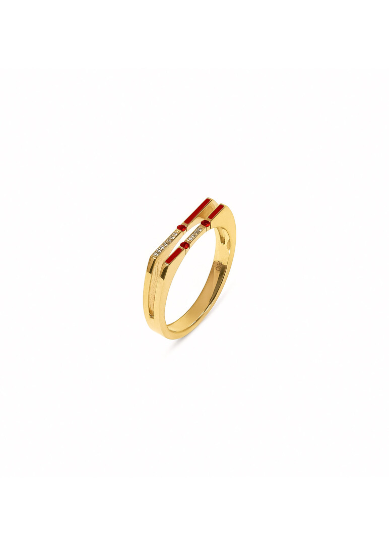 Gold Versa ring with diamonds and rubies