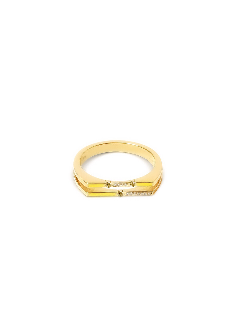 Gold ring with diamonds and yellow sapphires Versa