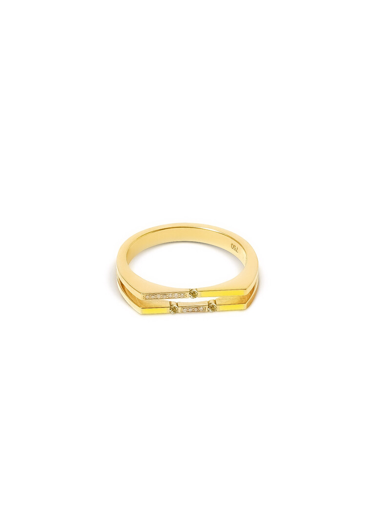 Gold ring with diamonds and yellow sapphires Versa
