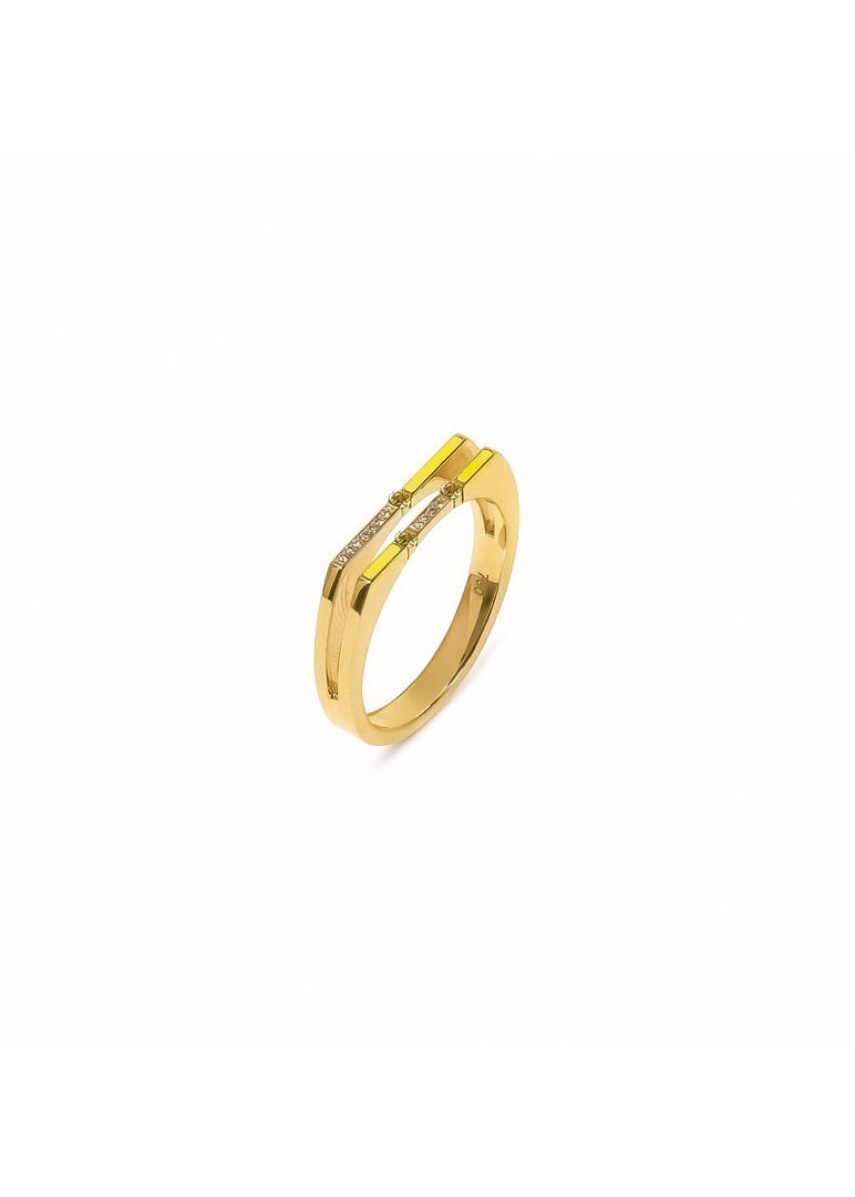 Gold ring with diamonds and yellow sapphires Versa