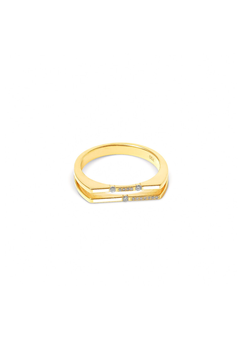 Gold ring with diamonds and white enamel Versa