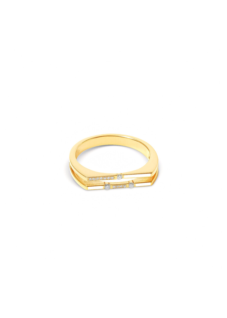 Gold ring with diamonds and white enamel Versa