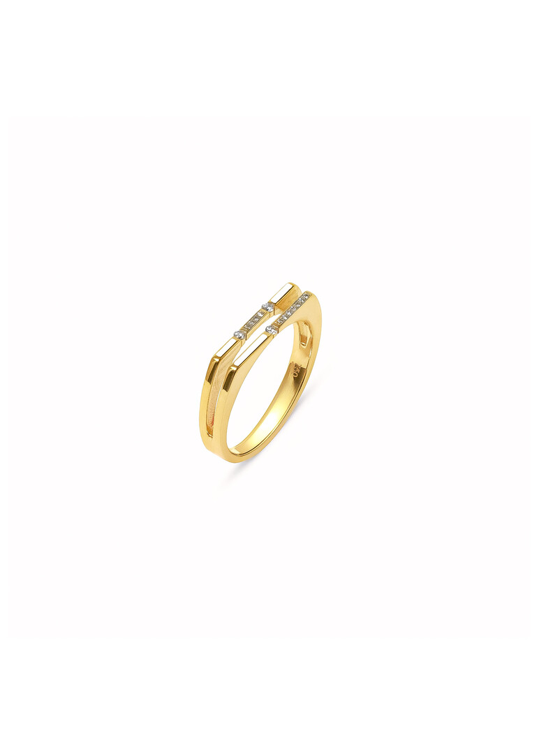 Gold ring with diamonds and white enamel Versa