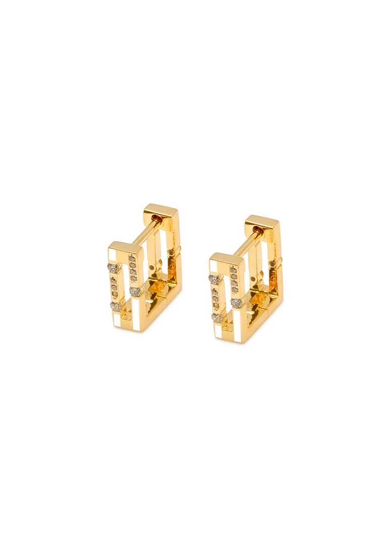 Gold Versa hoop earrings with diamonds and rubies