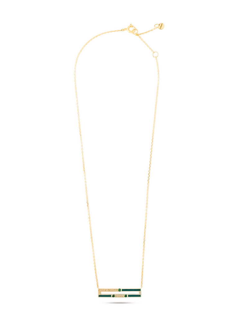Gold Versa necklace with diamonds and emeralds