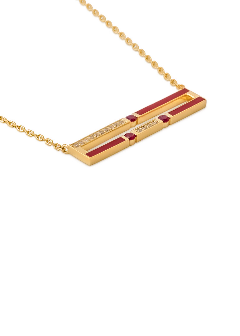 Gold necklace with diamonds and rubies Versa