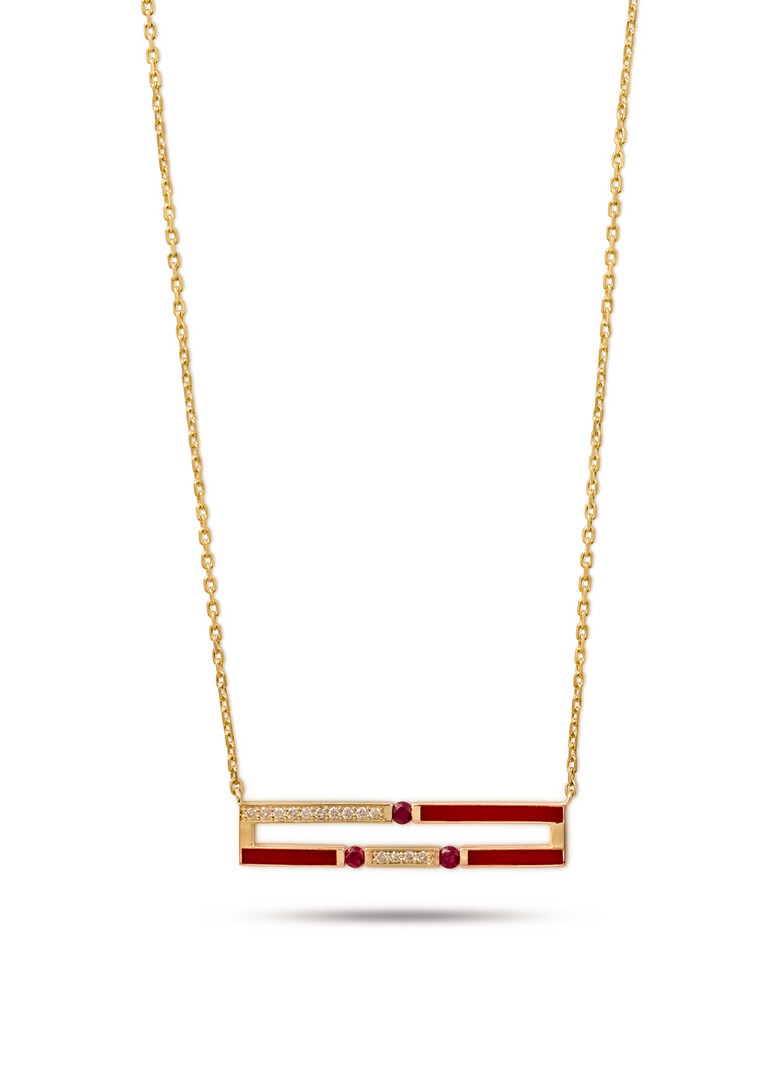 Gold necklace with diamonds and rubies Versa