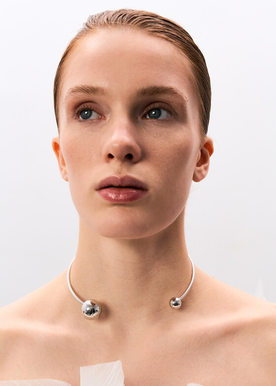 Чокеры AQUAGIRL Серебристый чокер с двумя шарами