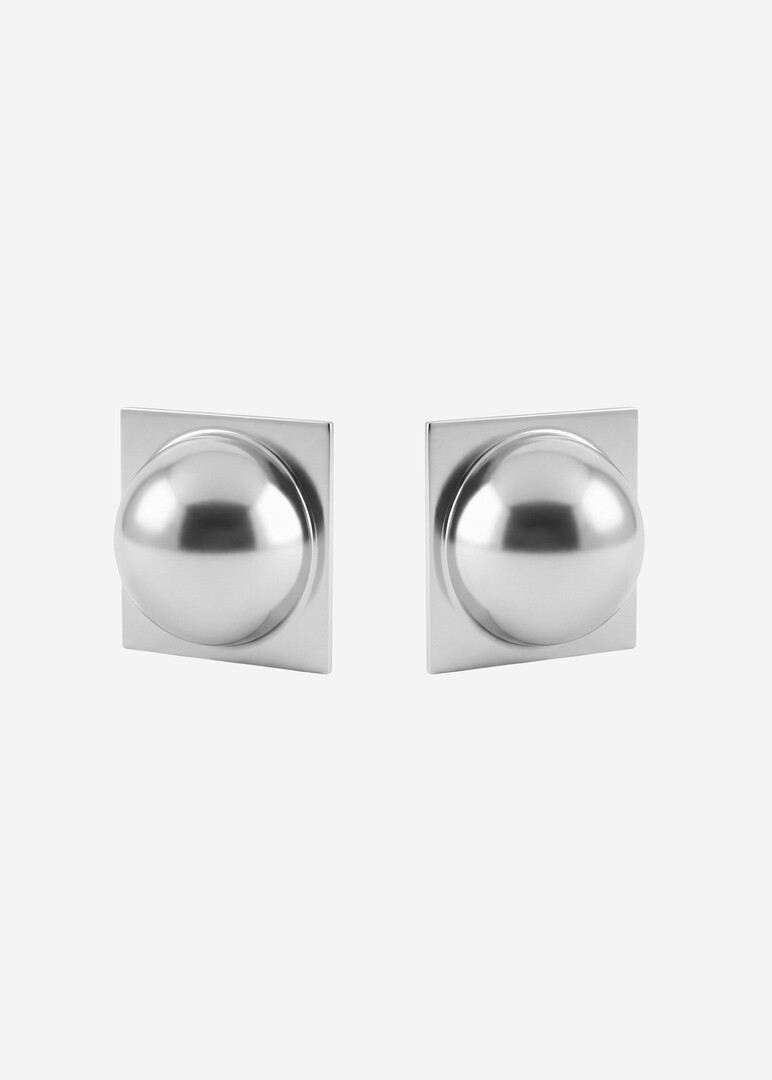 large architectural silver hemispheres