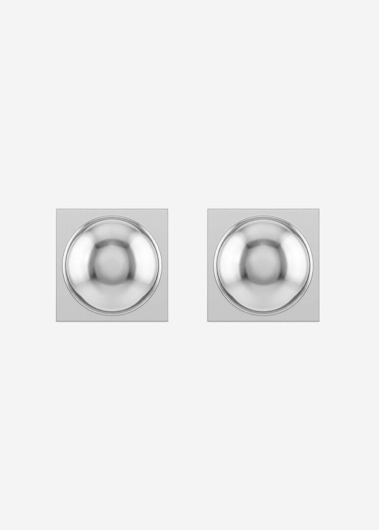 large architectural silver hemispheres