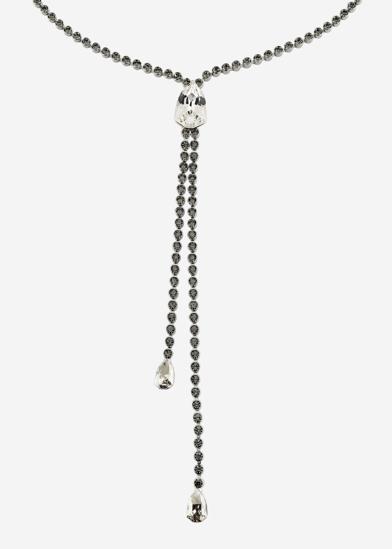 silver-tone sautoir with cognac crystals