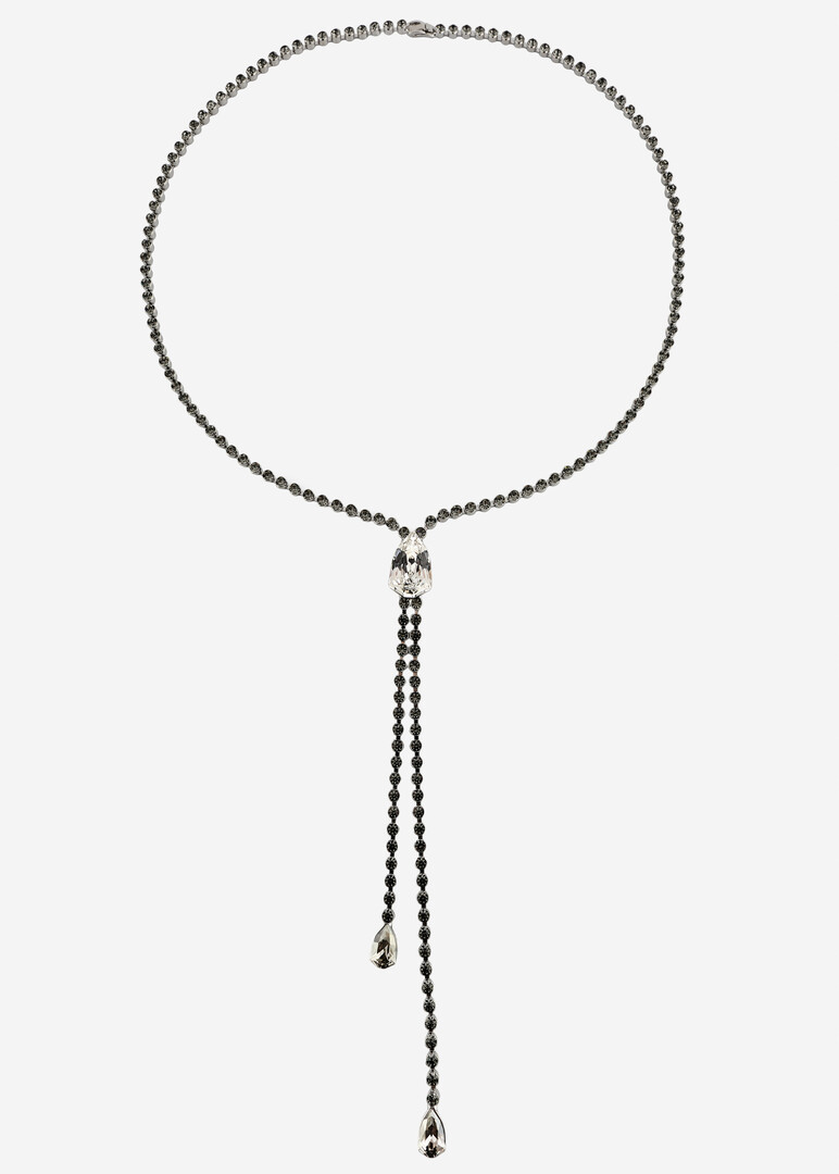 silver-tone sautoir with cognac crystals