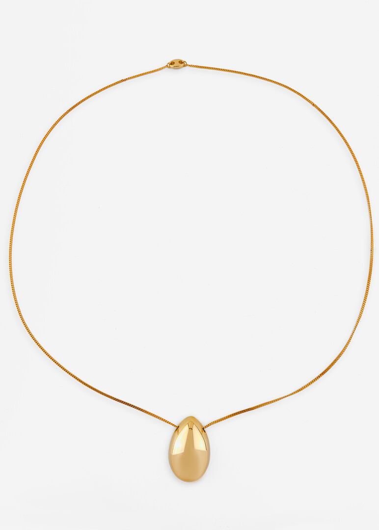 long gold-tone chain with a pendant-drop