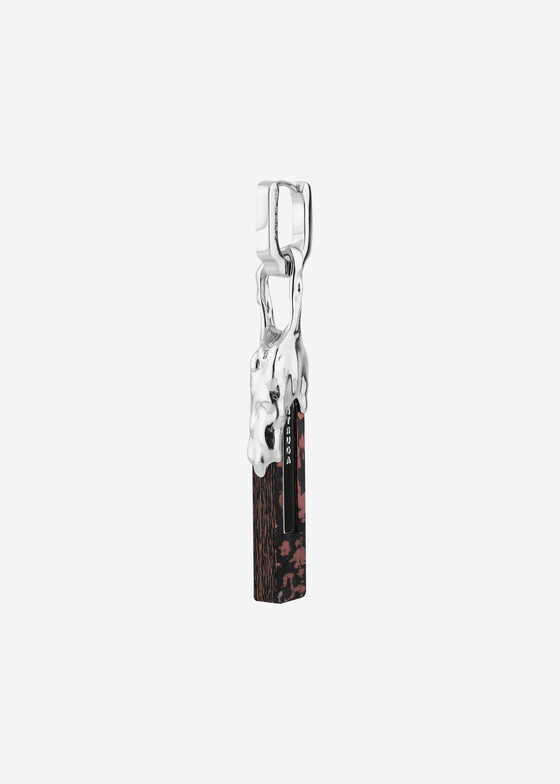 Моносерьги Struga Моносерьга из серебра classic + molten fused frame with bloody mini line
