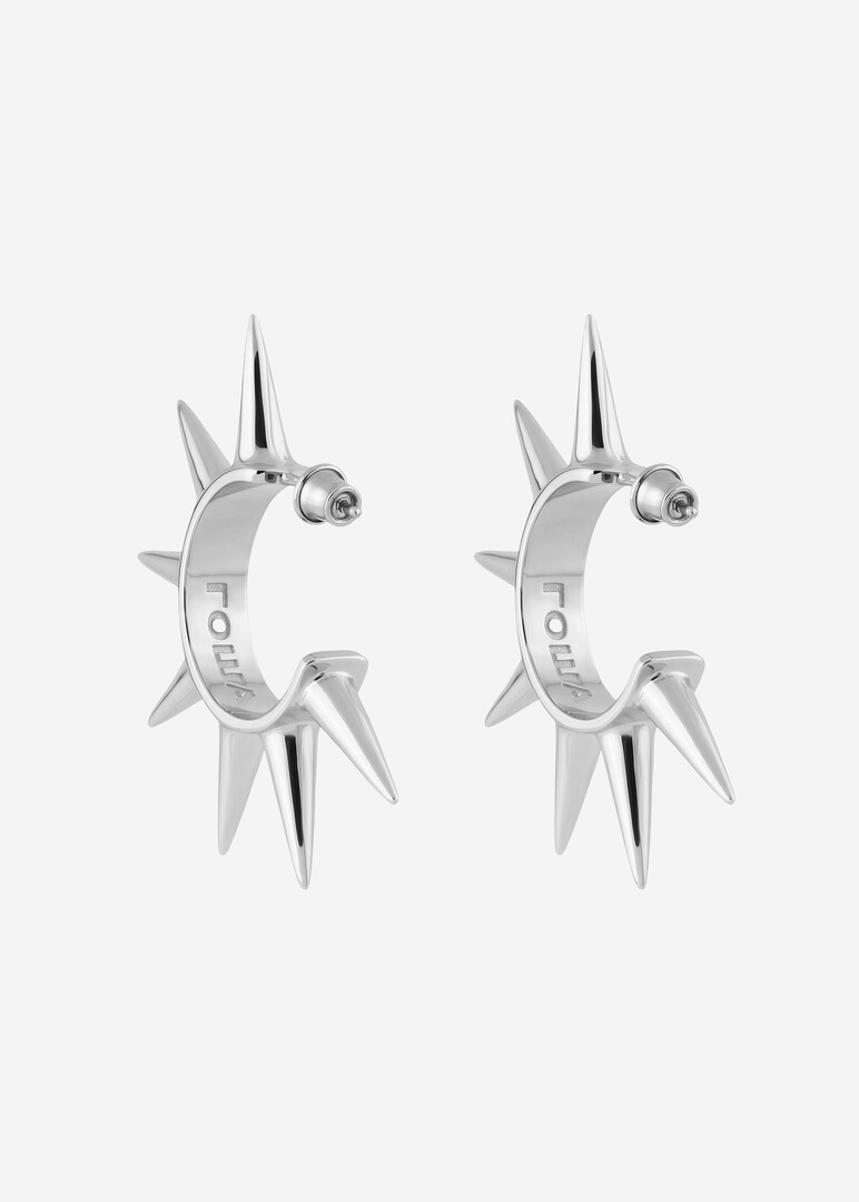 silver spike ring earrings