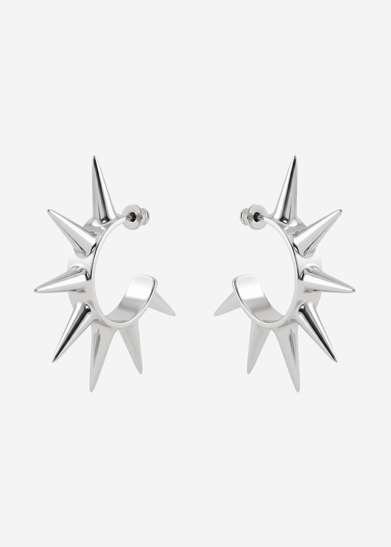 silver spike ring earrings