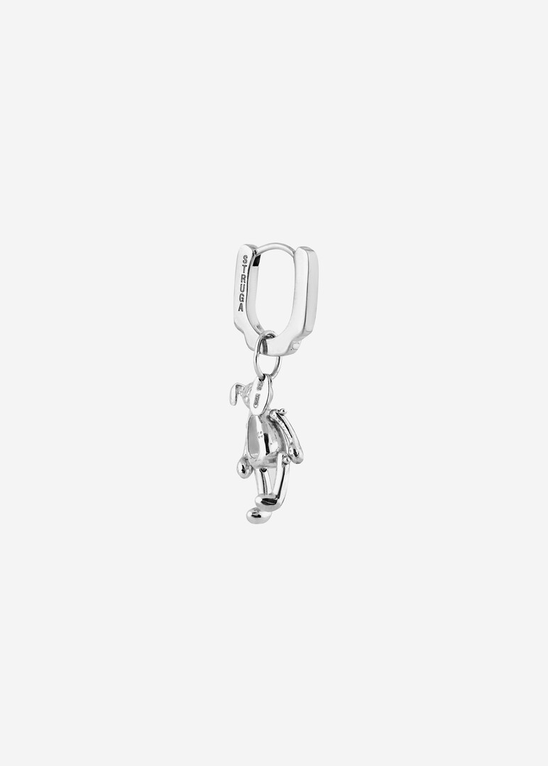 silver blade and bear-rabbit mono-earring