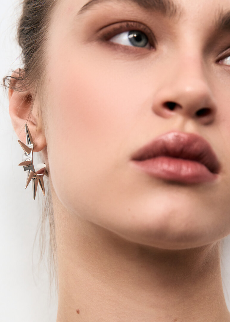 silver spike ring earrings